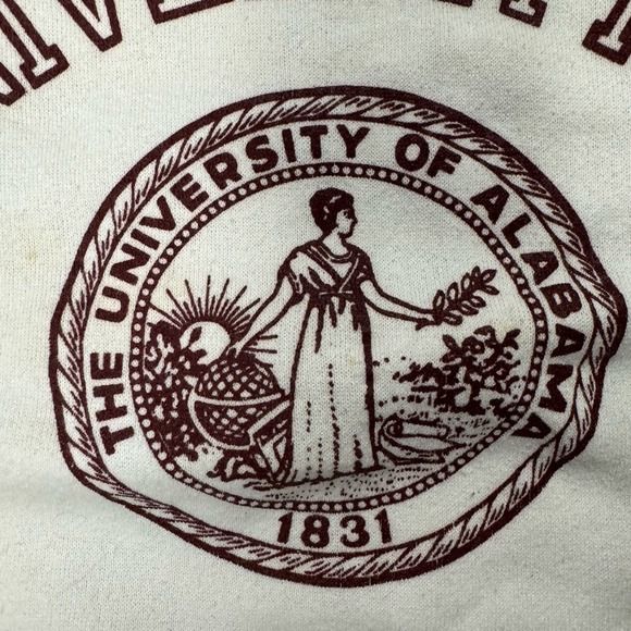 NCAA University of Alabama 80s Vintage White College Crewneck - Picture 4 of 7